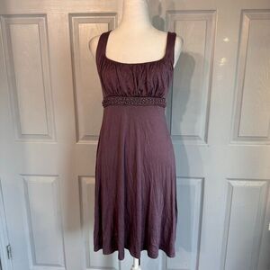 Vintage Soprano Med Mauve Empire Waist Dress with Pearl Waist Ruched Top Y2K USA